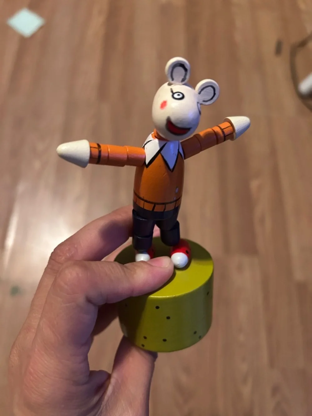 Orange & Blue Wooden Push Puppet Toy for Kids